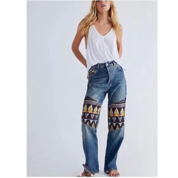 FREE PEOPLE | Rocky Mountain Straight Leg Jeans in Alpine Blue, size 25 - Picture 1 of 10